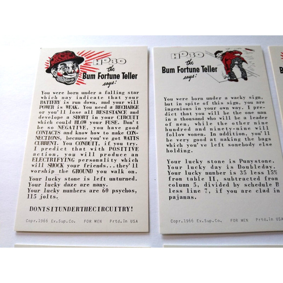 8 Horoscope Fortune Teller Penny Arcade Game Machine Cards Exhibit 1966 Vintage - Picture 2 of 5